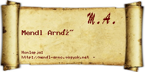 Mendl Arnó névjegykártya